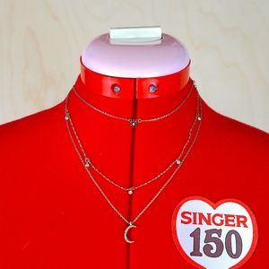 Triple Strand Moon and Star Necklace